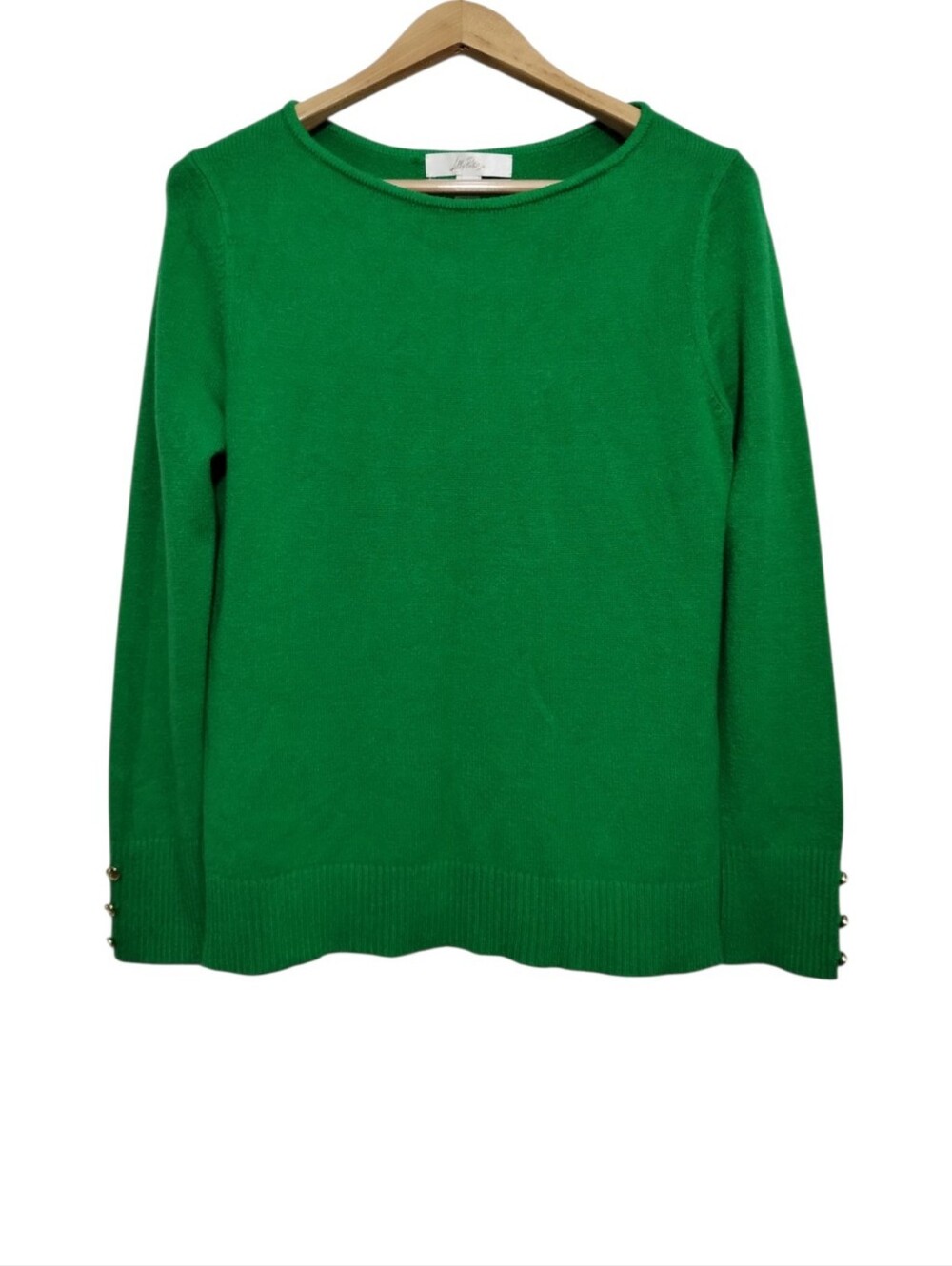 Lilly Pulitzer Lola Boatneck Sweater Women's L Pullover Kelly Green Preppy